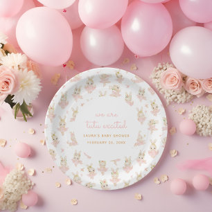 Assiettes En Carton nous sommes excités tutu ballerina Baby shower ros
