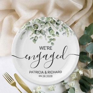 Assiettes En Carton Nous sommes fiancés Vert Fiançailles