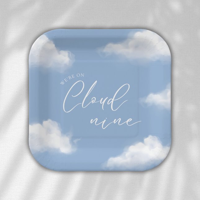 Assiettes En Carton Nous sommes sur Cloud 9 Baby shower bleu Personnal (Créateur téléchargé)
