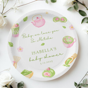 Assiettes En Carton Nous t'aimons tellement Matcha Baby Girl Shower