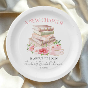 Assiettes En Carton Nouveau Chapitre Thé et Livres Douce-aquarelle p