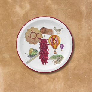 Assiettes En Carton Nouveau-Mexique Red Chile Pinõn Zia Hot Air Balloo