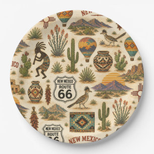Assiettes En Carton Nouveau-Mexique Route 66 Fête Mesa