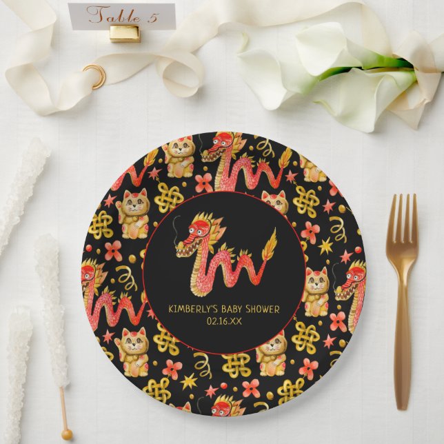 Assiettes En Carton Nouvel an Chinois | Baby shower fête d'anniversair (Mariage)