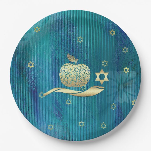 Assiettes En Carton Nouvel An juif | Rosh Hashanah  (Devant)