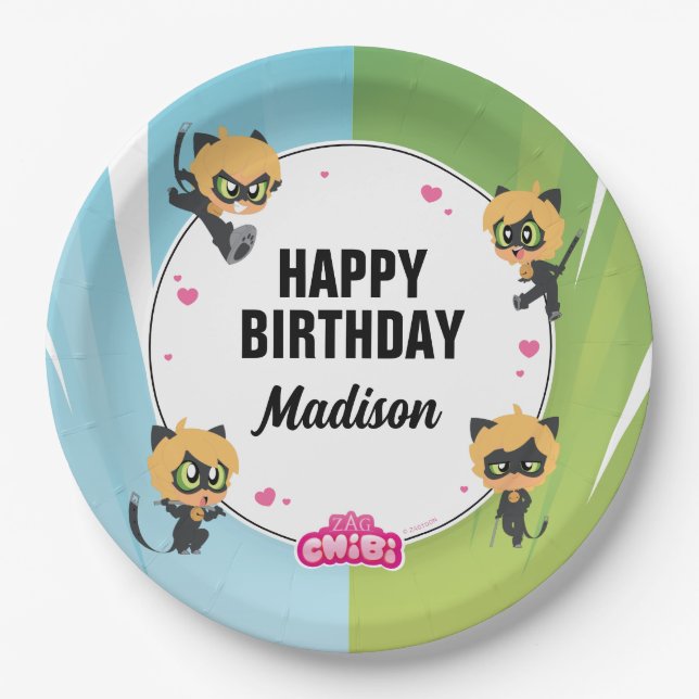 Assiettes En Carton Nouvel anniversaire du chat miraculeux (Devant)
