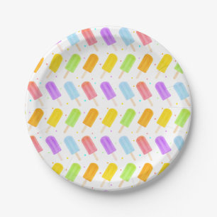 Assiettes En Carton Nouvel Aquarelle Été Savoureux Motif Popsicle
