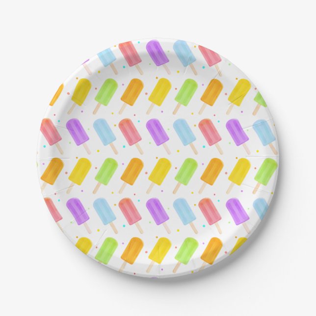 Assiettes En Carton Nouvel Aquarelle Été Savoureux Motif Popsicle (Devant)