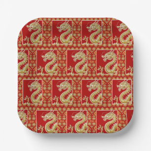 Assiettes En Carton Nouvelle année chinoise moderne et heureuse, motif