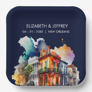 Assiettes En Carton Nouvelle-Orléans Nola Louisiana - Mariage d'aquare