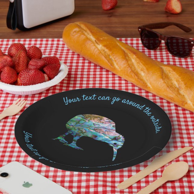 ASSIETTES EN CARTON NOUVELLE-ZÉLANDE KIWI PAUA PERSONNALISABLE (Pique-nique)
