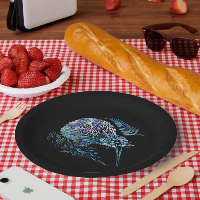 ASSIETTES EN CARTON NOUVELLE-ZÉLANDE PAUA KIWI (Pique-nique)