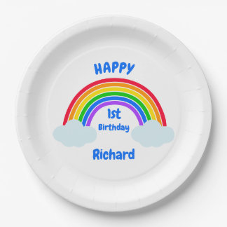 Assiettes En Carton Nuage arc-en-ciel mignon 1er anniversaire