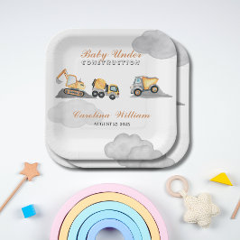 Assiettes En Carton Nuages bébé en construction baby shower