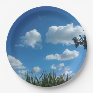 Assiettes En Carton Nuages Et Ciel Bleu
