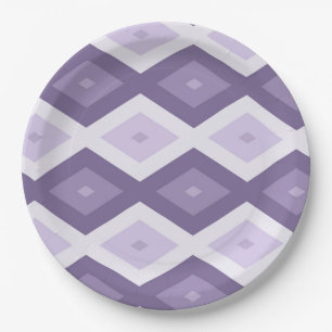Assiettes En Carton Nuances de lavande motif diamant