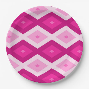 Assiettes En Carton Nuances de motif de diamant fuchsia