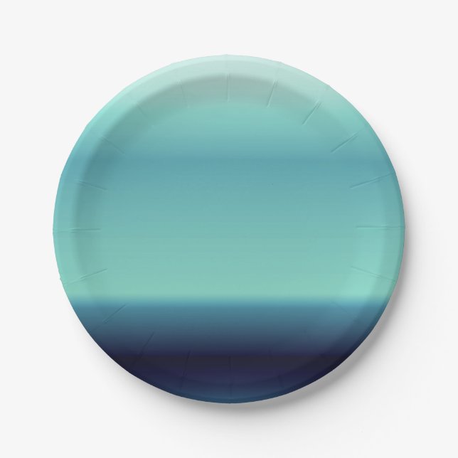 Assiettes En Carton Nuances fraîches de gradient bleu d'Ombre (Devant)