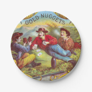 Assiettes En Carton Nuggets d'or Antique Étiquette Cigar