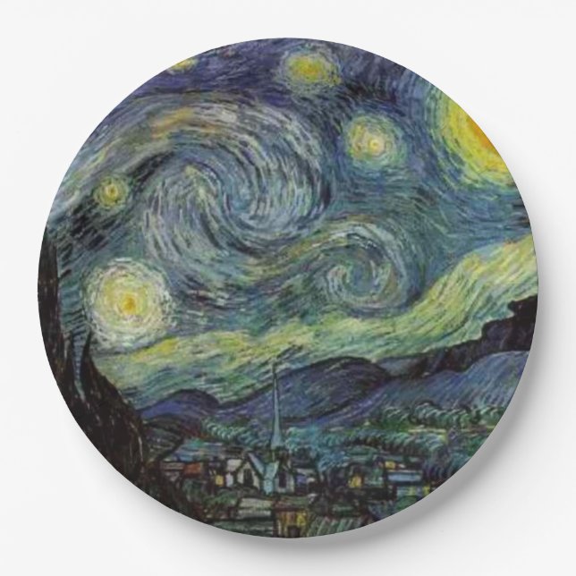Assiettes En Carton Nuit Van Gogh Starry (Devant)