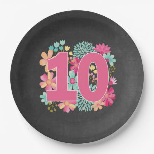 Assiettes En Carton Numéro 10 Anniversaire du dixième anniversaire