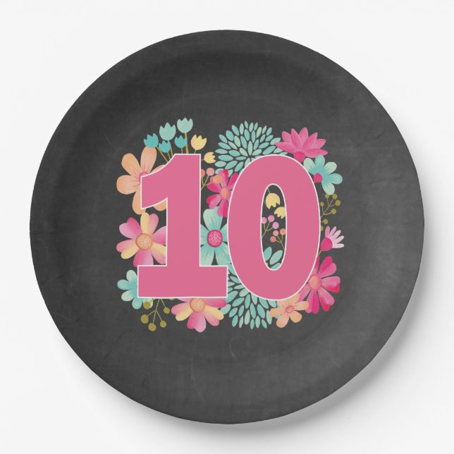 Assiettes En Carton Numéro 10 Anniversaire du dixième anniversaire (Devant)