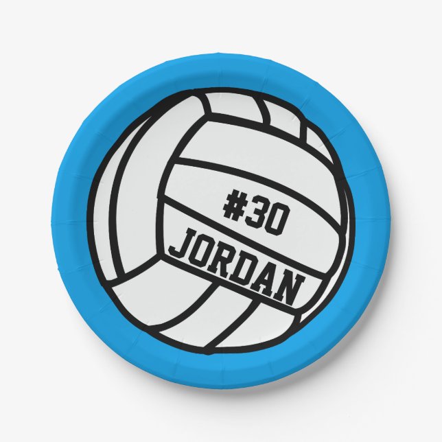 Assiettes En Carton Numéro, nom, équipe du joueur de volley-ball perso (Devant)