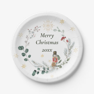 Assiettes En Carton Nutcracker aquarelle botanique joli Noël