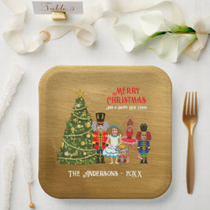 Assiettes En Carton Nutcracker Famille de cinq amusants Noël
