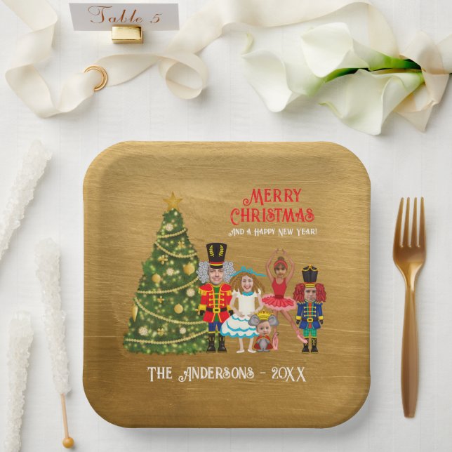 Assiettes En Carton Nutcracker Famille de cinq amusants Noël (Mariage)