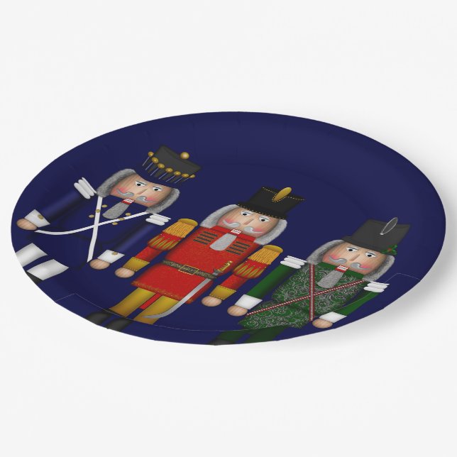 Assiettes En Carton Nutcracker Trio-Blue-PAPER PLAQUES DE FÊTE (Angle)