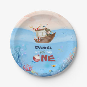 Assiettes En Carton O-fish-ally One Pêche 1er Anniversaire Plaque papi
