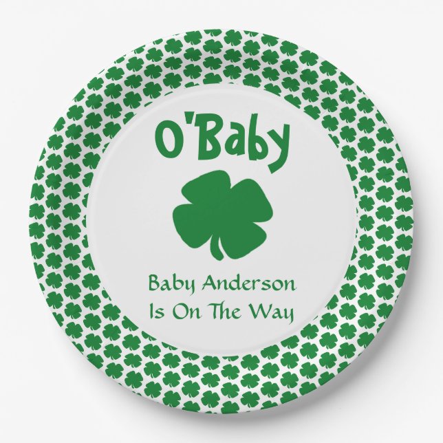 Assiettes En Carton O'Baby St Patrick's Day Baby shower (Devant)