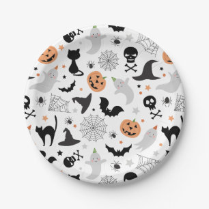 Assiettes En Carton Obtenons éffrayant Halloween Plaque de fête blanc