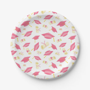 Assiettes En Carton Obtention du diplôme rose adorable