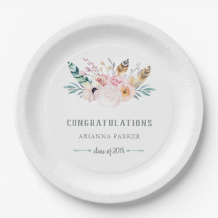 Assiettes En Carton Obtention du diplôme rustique de Boho  