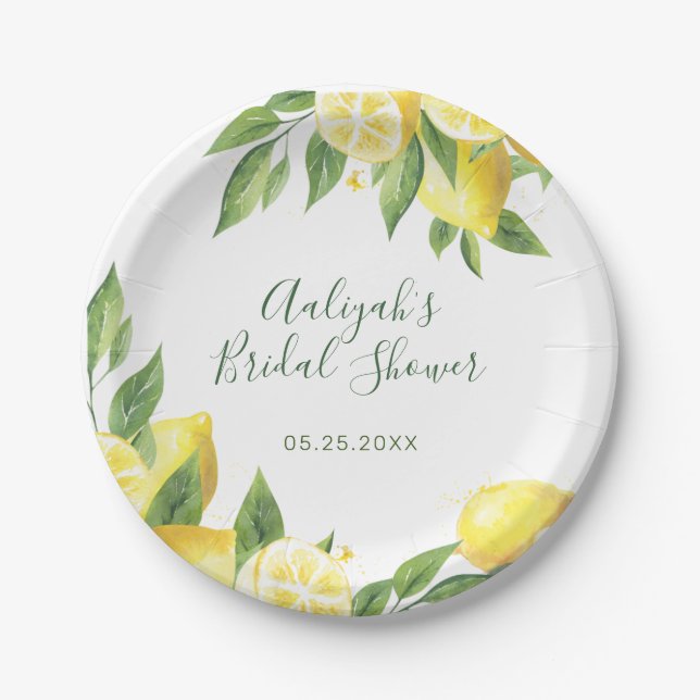 Assiettes En Carton Occasion spéciale d'aquarelle de citron (Devant)