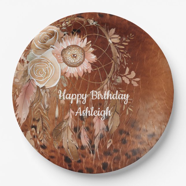 Assiettes En Carton Occidentale Cowgirl Floral Dream Catcher Anniversa (Devant)