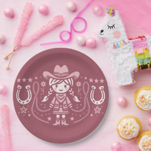 Assiettes En Carton Occidentale Giddy Up Pink Cowgirl Anniversaire