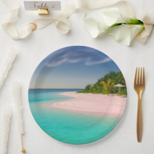 Assiettes En Carton Océan aigue-marine Plage tropicale Scénique