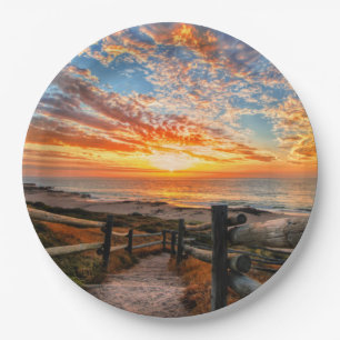 Assiettes En Carton Ocean Beach View Tropical Sunset Paradise Dream