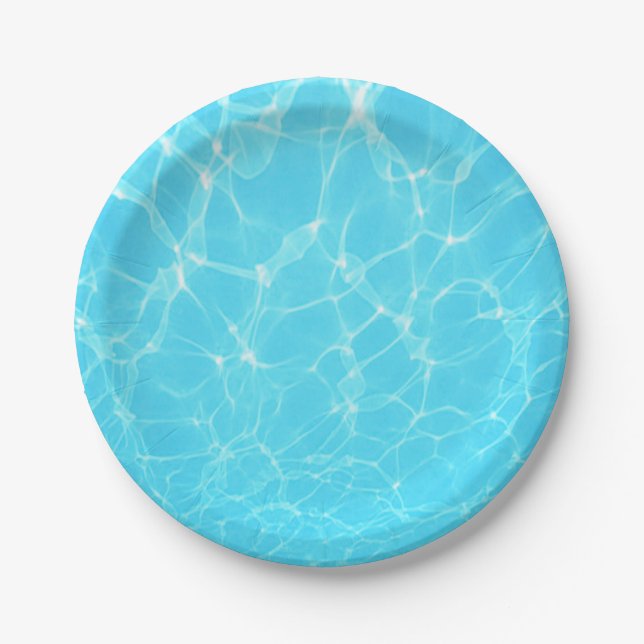 Assiettes En Carton Océan bleu turquoise tropical (Devant)