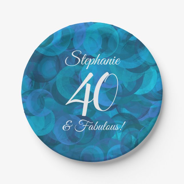 Assiettes En Carton Ocean Blue 40 et fabuleuse fête d'anniversaire (Devant)