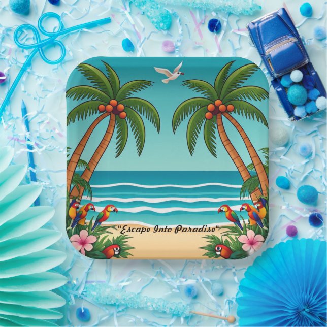 Assiettes En Carton "Ocean Breeze Bliss" (Fête)