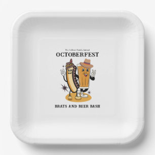 Assiettes En Carton Octoberfest Brats et bière Fall Party Retro