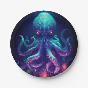 Assiettes En Carton Octopus Mythique Nautique Sous Les Créatures Mer