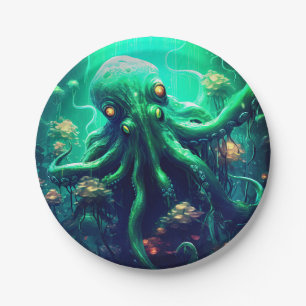 Assiettes En Carton Octopus Mythique Nautique Sous Les Créatures Mer