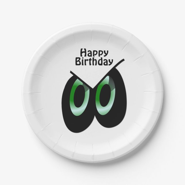 Assiettes En Carton Oeil de dessin vert éblouissant (Devant)