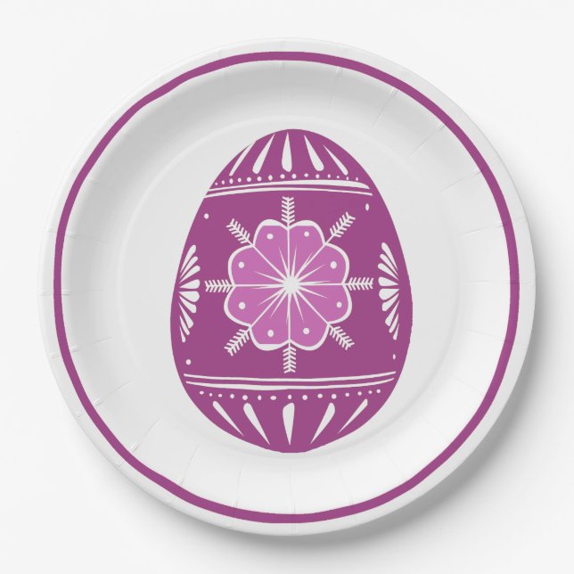 Assiettes En Carton Oeuf de Pâques de lavande (Devant)