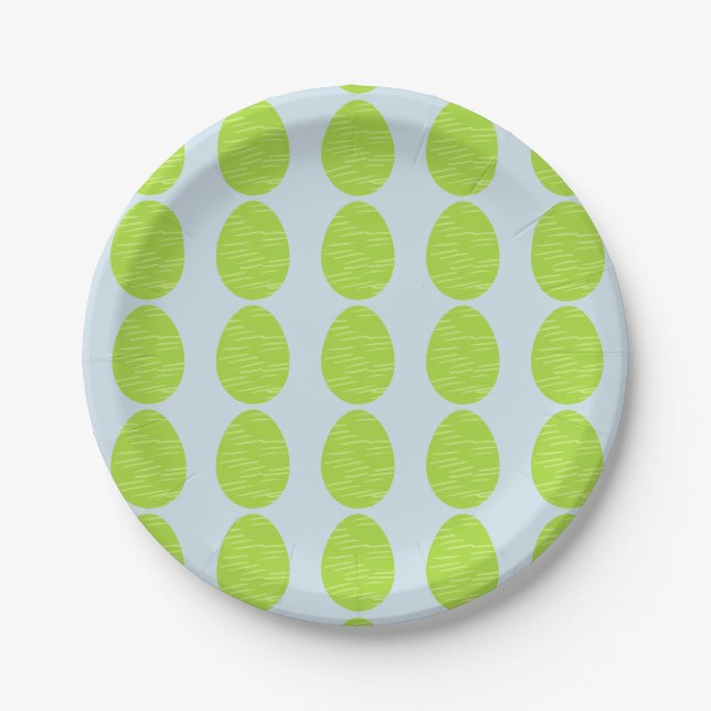 Assiettes En Carton Oeuf de Pâques rayé vert du printemps (Devant)